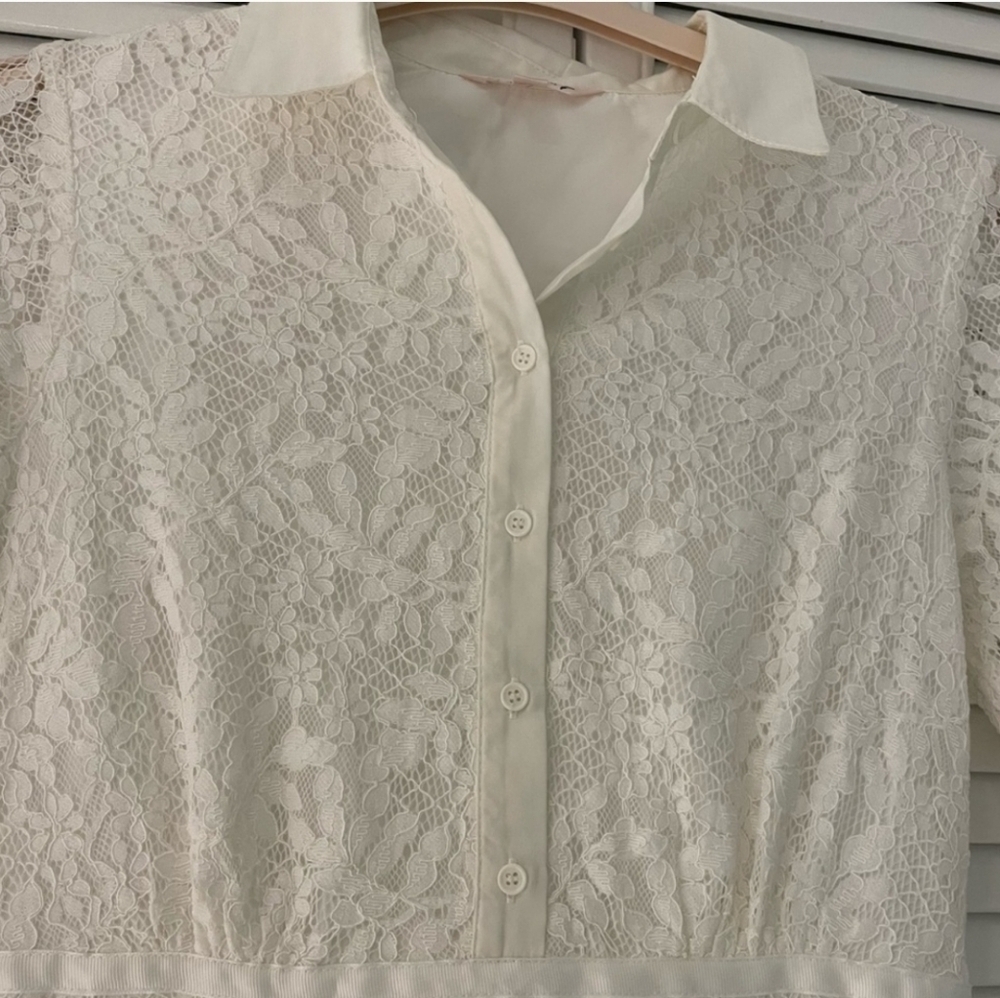 Nanette Lepore Women's White Floral Lace Cotton Dress. Quiet Luxury Academia Sz8 - Picture 7 of 13